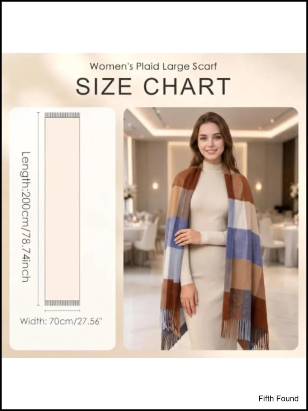 Womens Plaid Winter Scarf Tassel Shawl Wrap 100% Polyester
